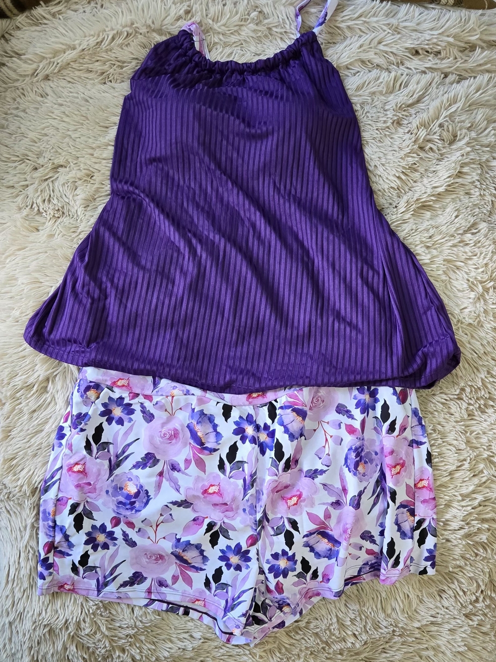 Modlily Ruched Round Neck Tankini Swimsuit with Pocket Shorts #1443 - Picture 3 of 10
